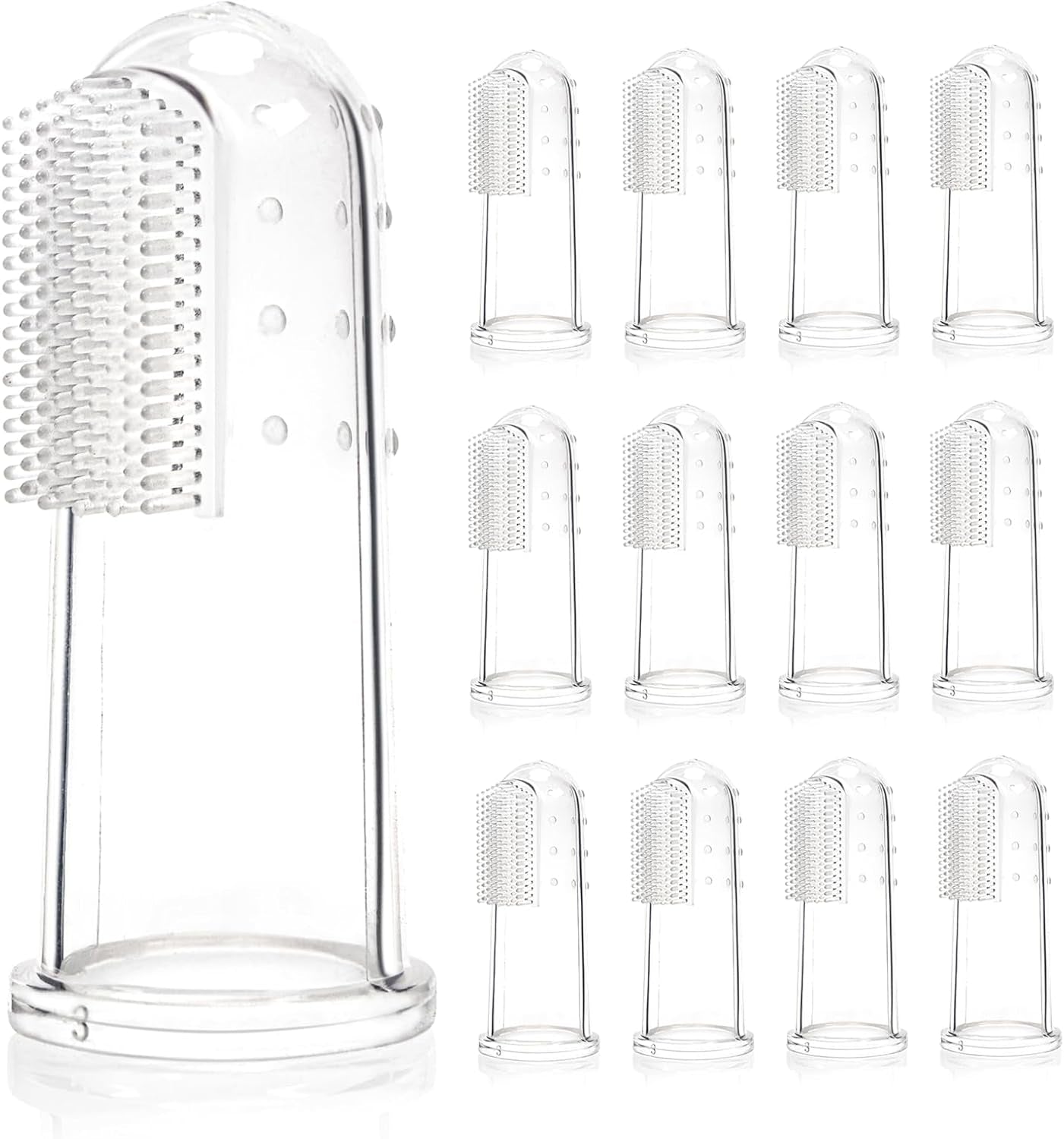 12 Pack Baby Toothbrush 0-2 Years,Toddler Finger Toothbrush, Soft Silicone Baby Finger Toothbrush for Cleaning, Teething Relief and Gum Massage