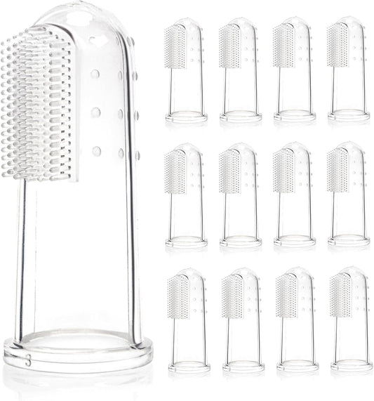 12 Pack Baby Toothbrush 0-2 Years,Toddler Finger Toothbrush, Soft Silicone Baby Finger Toothbrush for Cleaning, Teething Relief and Gum Massage