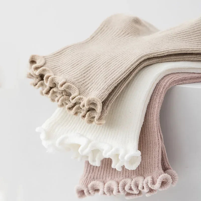 5Pair/Lot New Boys and Girls Retro Solid Color Baby Socks Milk Tea Color Toddler Casual Knitted Children Socks for 1-3Y