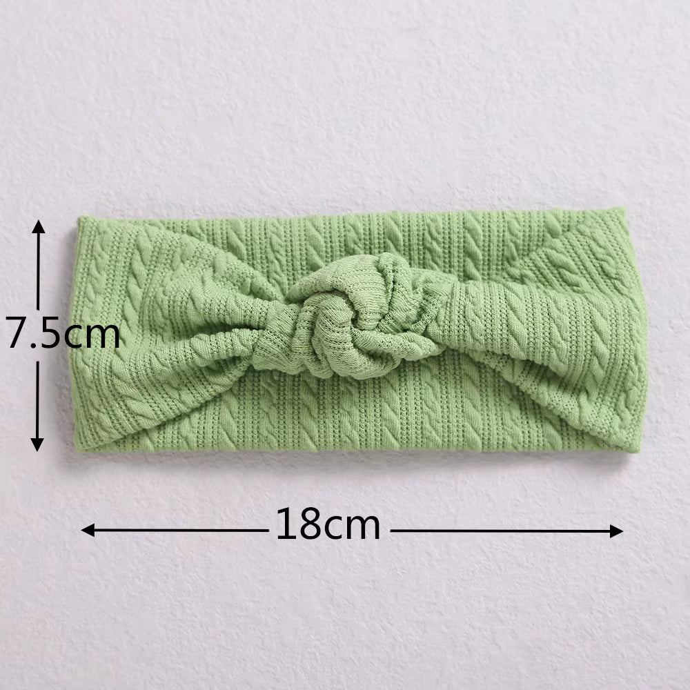 1Pcs Waffle Cable Knit Knot Baby Headbands Newborn Baby Nylon Elastic Hairbands Ribbed Headband Baby Hair Accessories