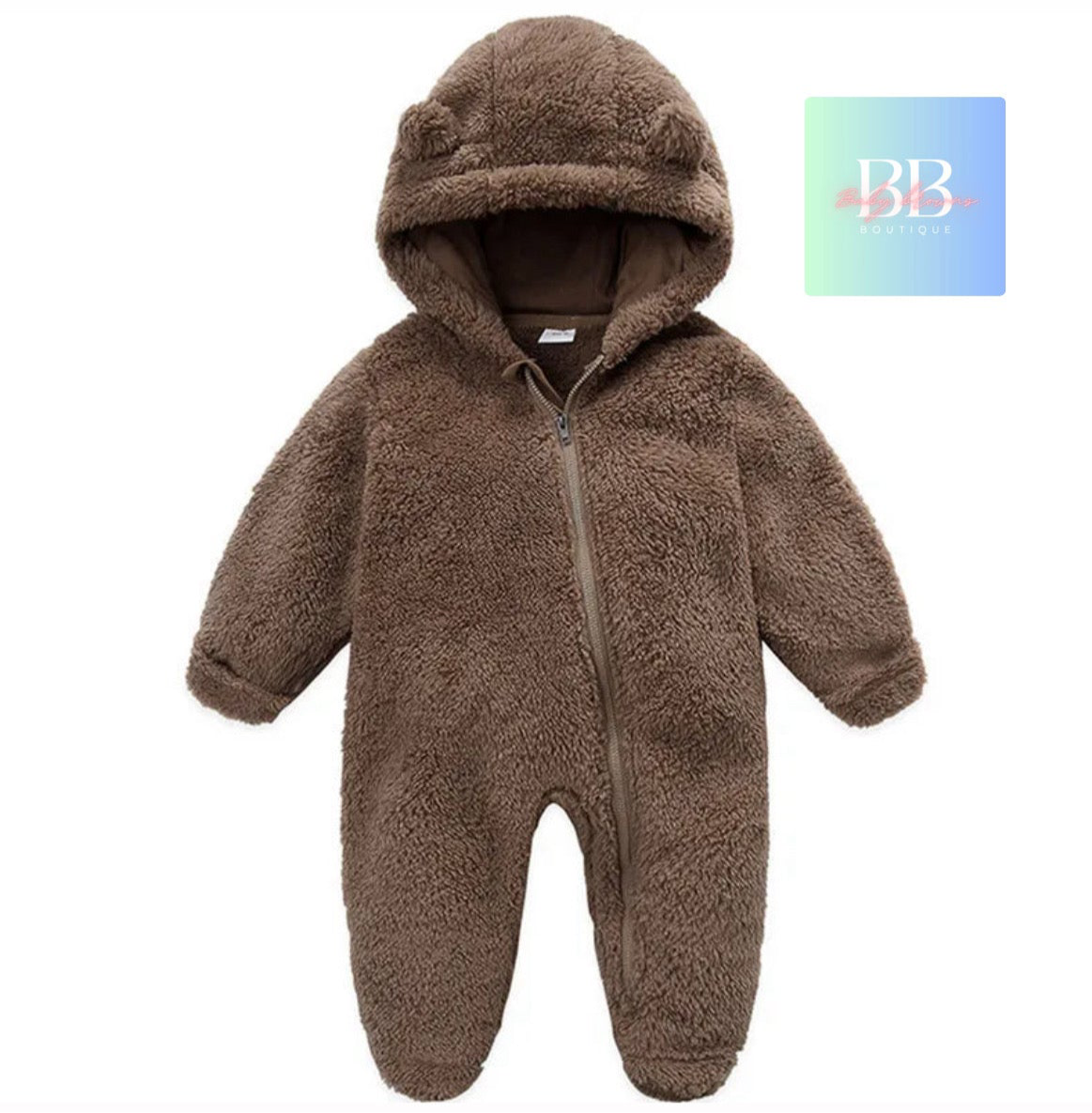 Baby/Toddler Long Sleeved Hooded Outdoor Romper with front Zip. 7 colours, 0-12 months