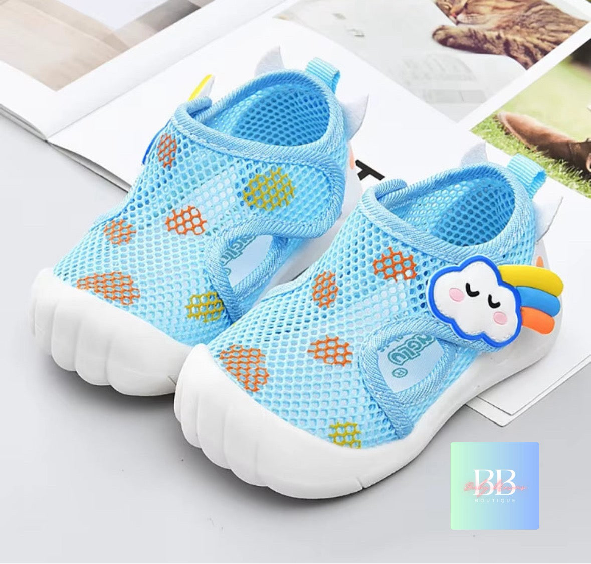 Baby/Toddler Mesh Shoes with Rubber Sole & Cute Designs. 1-3 years, 9 variants.