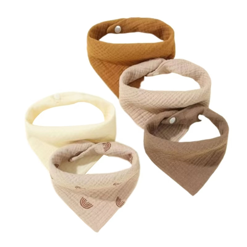 5Pcs Feeding Drool Bibs Cotton Accessories Newborn Solid Color Button Soft Towel Baby Bibs