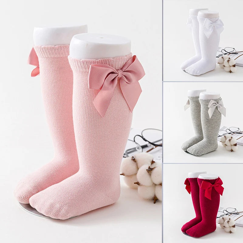 Baby Socks Bowknot Spring Summer Newborn Baby Girl Knee Socks Kids Breathable Cotton Knee High Socks for Toddler Sokken