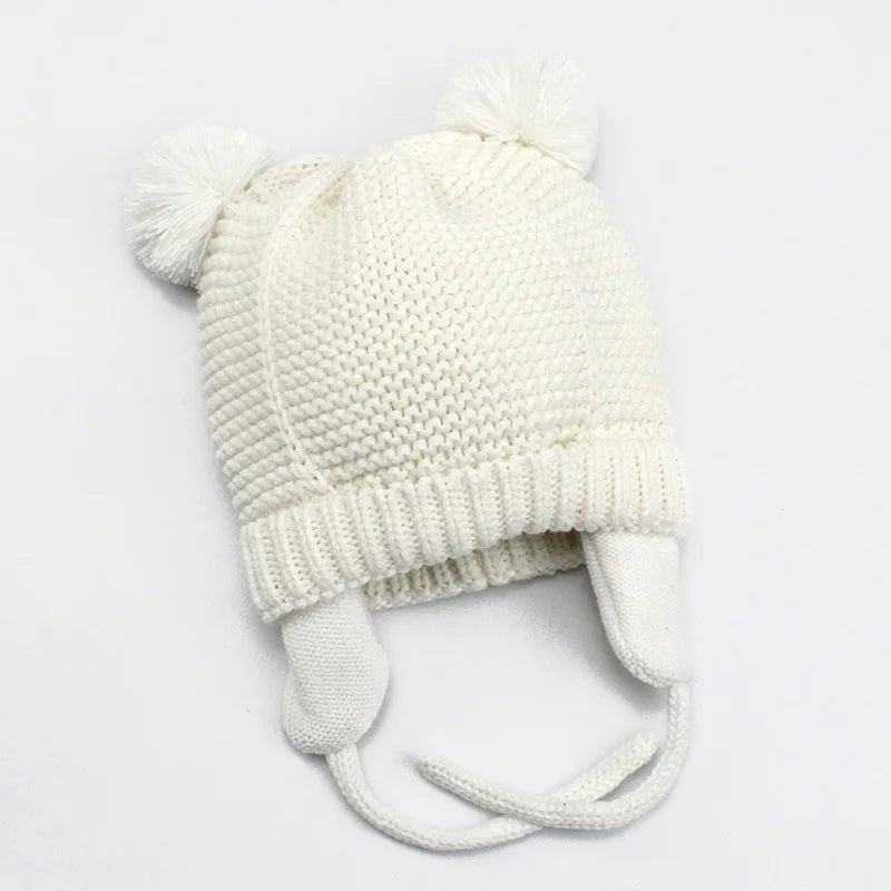 Winter Thicken Warm Baby Hat Cute Pompom Newborn Baby Girl Boy Hats Bonnet Ear Warm Knitted Kids Cap Beanie Toddler Caps