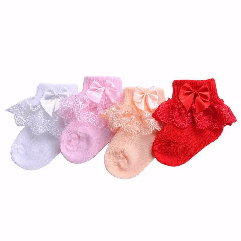 New Fashion Bow Lace Baby Socks Newborn Cotton Baby Girls Sock Cute Toddler Socks Princess Party