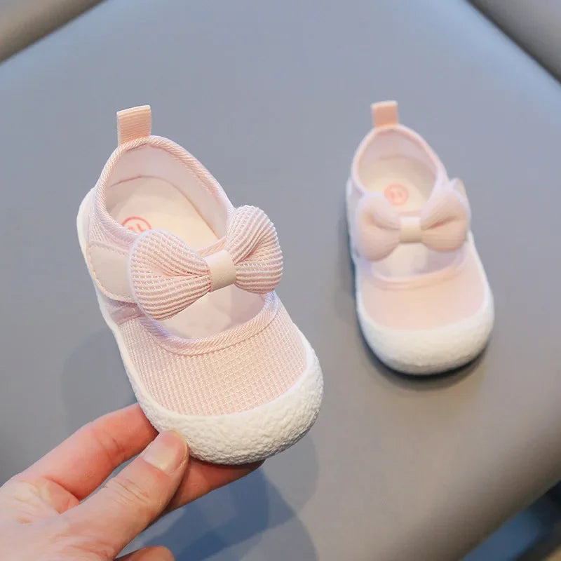 Kids Shoes Baby Girl Walking Shoes with Breathable and Non Slip Mesh Bow Princess Shoes with Non Slip Soft Soles