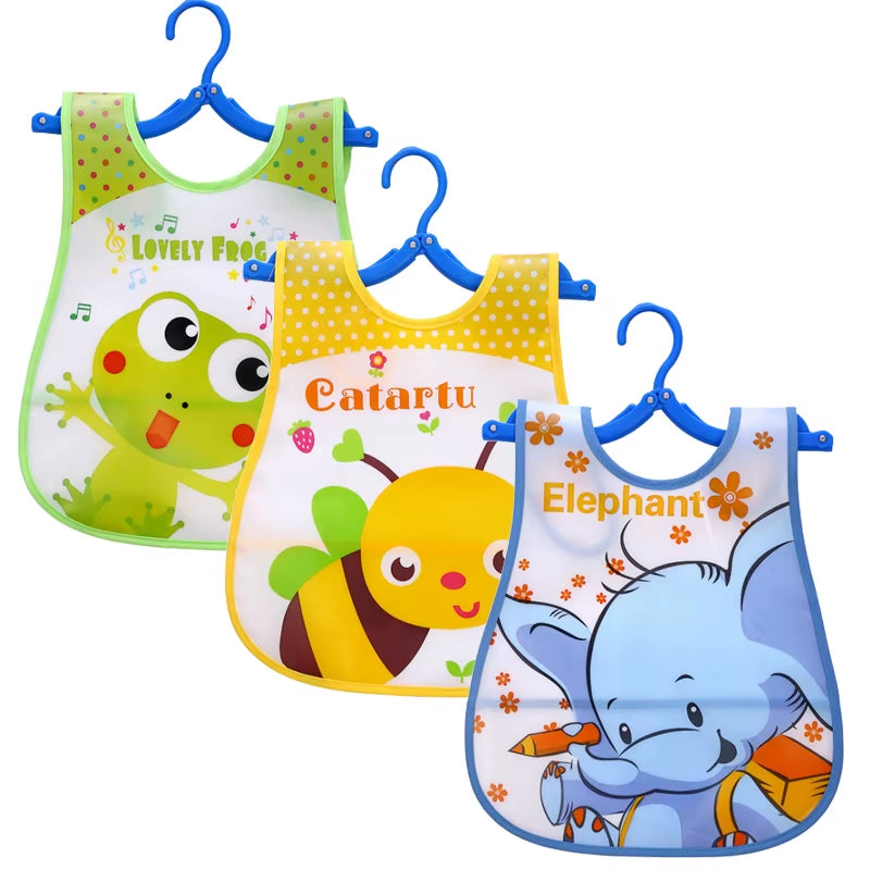 3 Pcs/Lot Waterproof Baby Bibs for Infant Toddler Boys Girls Sleeveless Feeding Apron Cartoon Animals Child Kids Bib