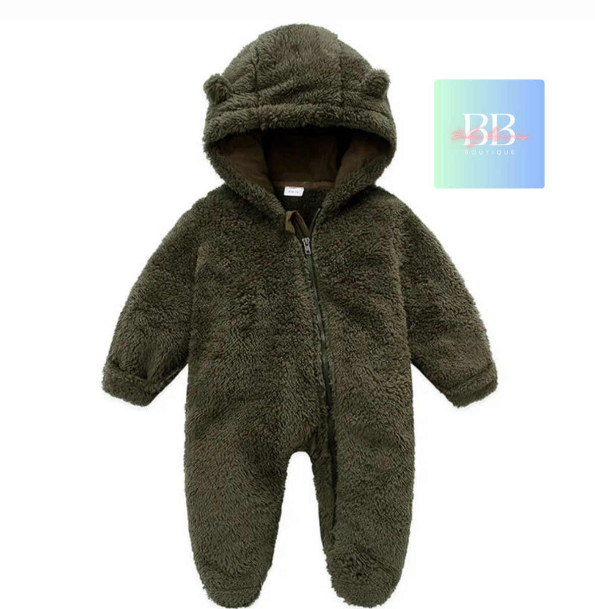 Baby/Toddler Long Sleeved Hooded Outdoor Romper with front Zip. 7 colours, 0-12 months