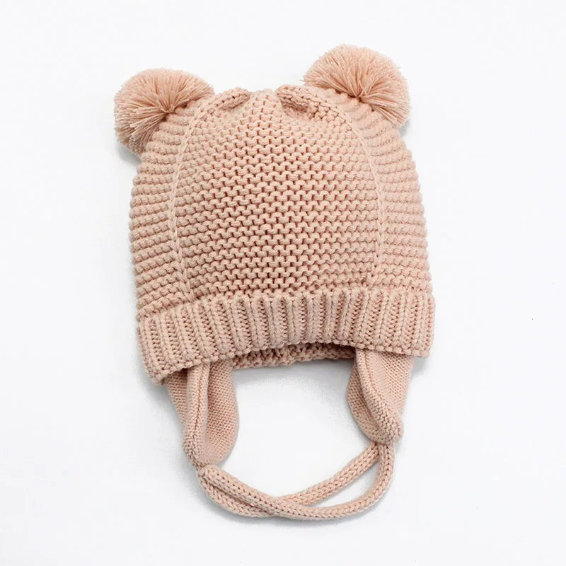 Winter Thicken Warm Baby Hat Cute Pompom Newborn Baby Girl Boy Hats Bonnet Ear Warm Knitted Kids Cap Beanie Toddler Caps