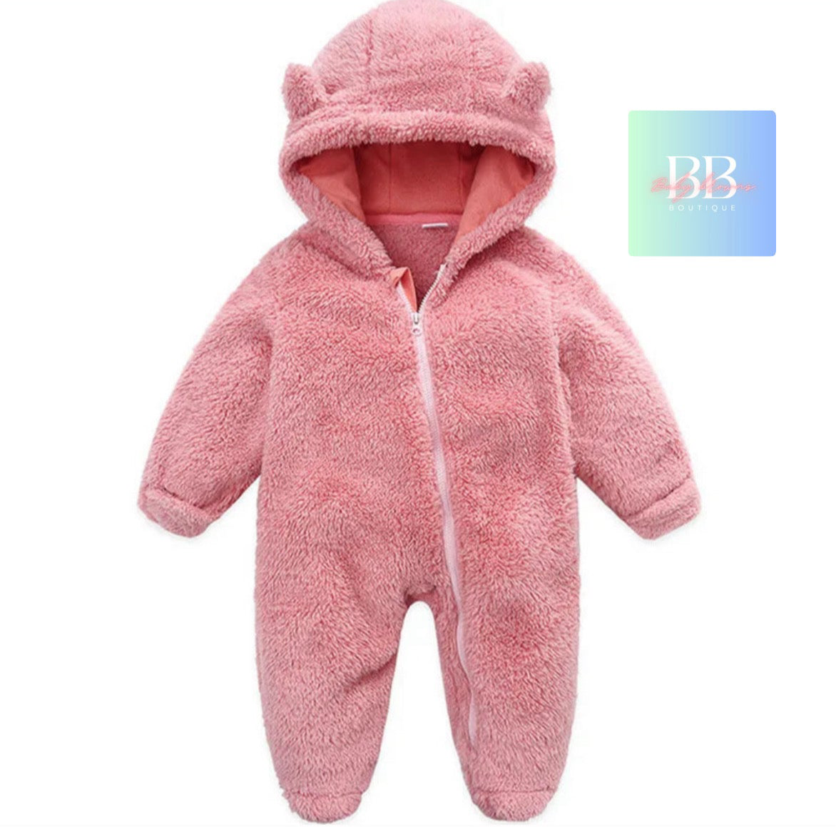 Baby/Toddler Long Sleeved Hooded Outdoor Romper with front Zip. 7 colours, 0-12 months