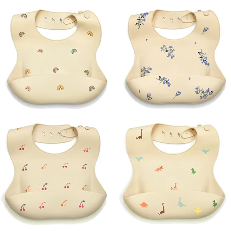 Silicone Bibs for Newborn Baby Feeding Tableware Waterproof Baby Bibs for Toddler Feedings Bibs Burp Cloths Bandana Baby Stuff