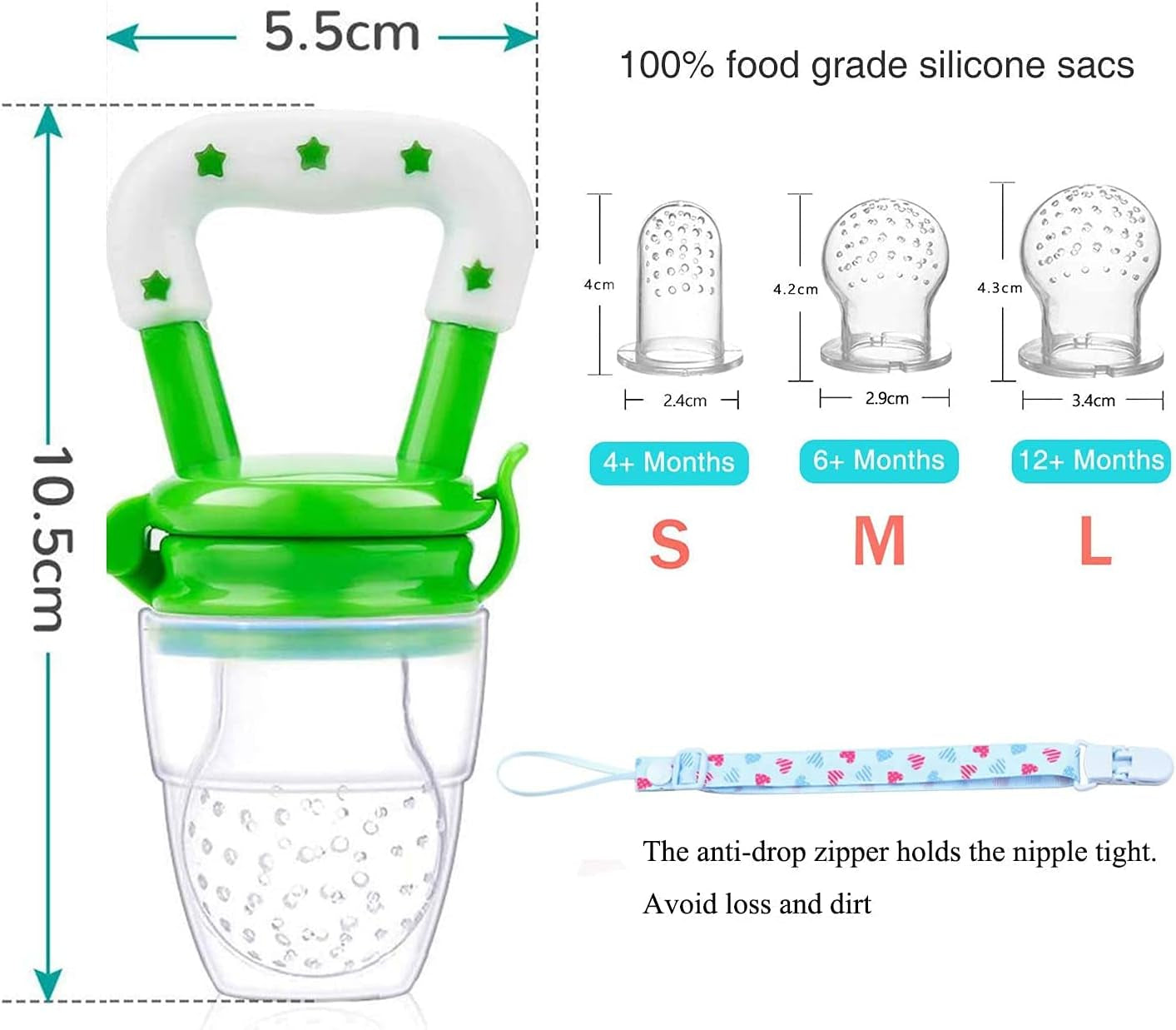 4 Pack Baby Food Feeder Fruit Feeder Set, Pacifier Feeder Baby Supplies Toys