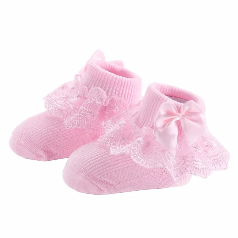 New Fashion Bow Lace Baby Socks Newborn Cotton Baby Girls Sock Cute Toddler Socks Princess Party