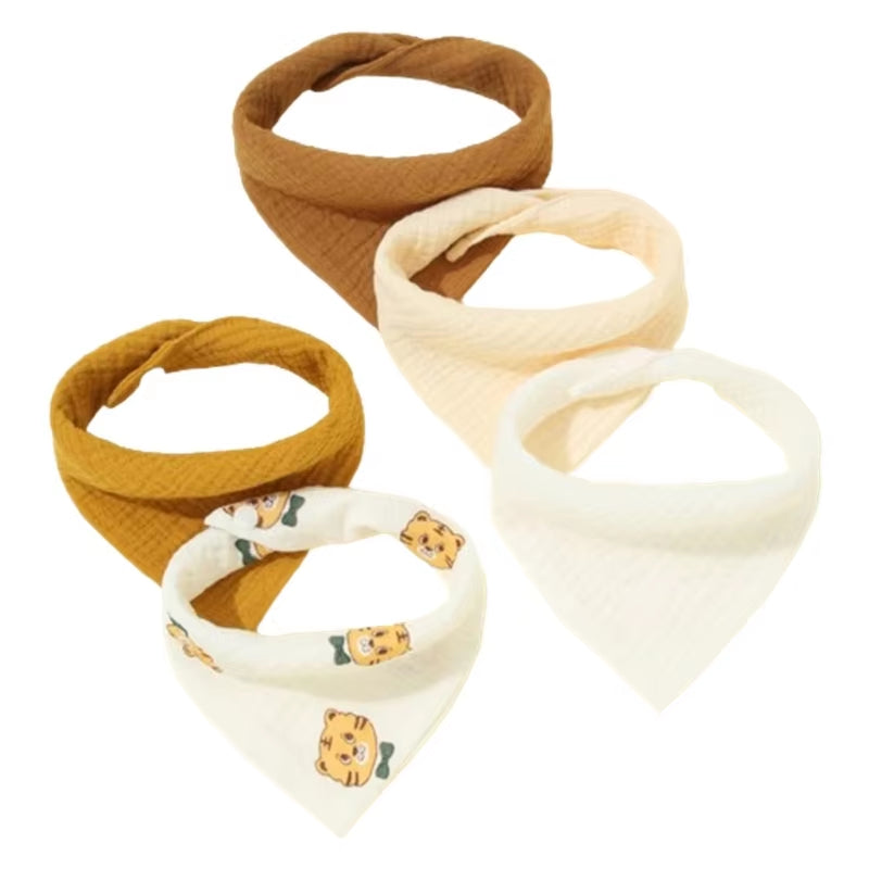5Pcs Feeding Drool Bibs Cotton Accessories Newborn Solid Color Button Soft Towel Baby Bibs