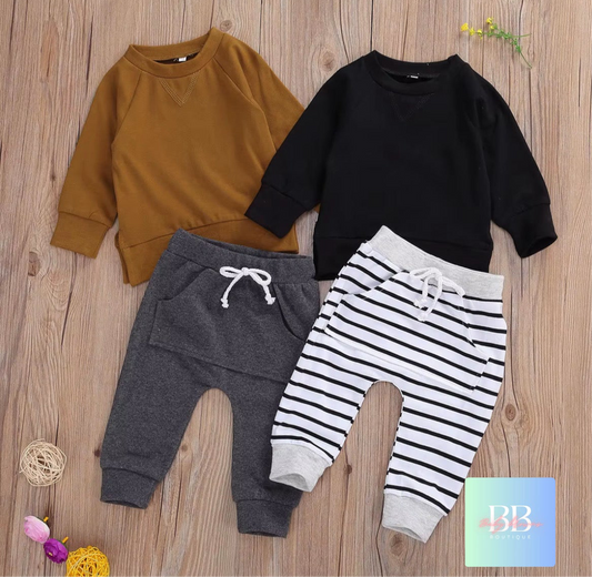 Baby/toddler sweatshirt & pants set. 2 variants, 6-24M