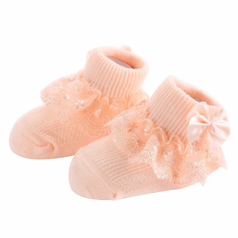 New Fashion Bow Lace Baby Socks Newborn Cotton Baby Girls Sock Cute Toddler Socks Princess Party