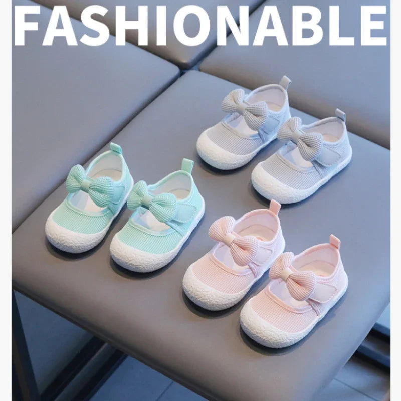 Kids Shoes Baby Girl Walking Shoes with Breathable and Non Slip Mesh Bow Princess Shoes with Non Slip Soft Soles