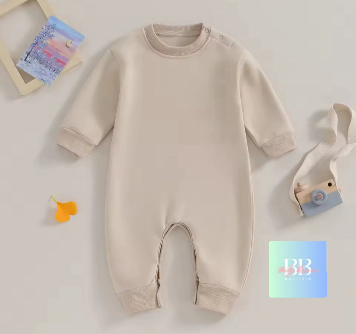 Baby/Toddler Boy/Girl Sweatshirt Romper Long Sleeve solid colour. 6 colours, 3-18M.