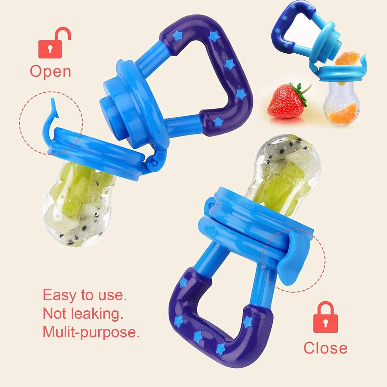 4 Pack Baby Food Feeder Fruit Feeder Set, Pacifier Feeder Baby Supplies Toys