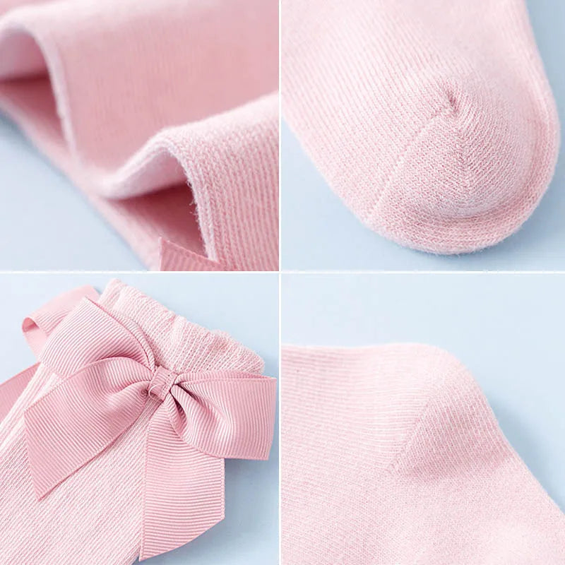 Baby Socks Bowknot Spring Summer Newborn Baby Girl Knee Socks Kids Breathable Cotton Knee High Socks for Toddler Sokken