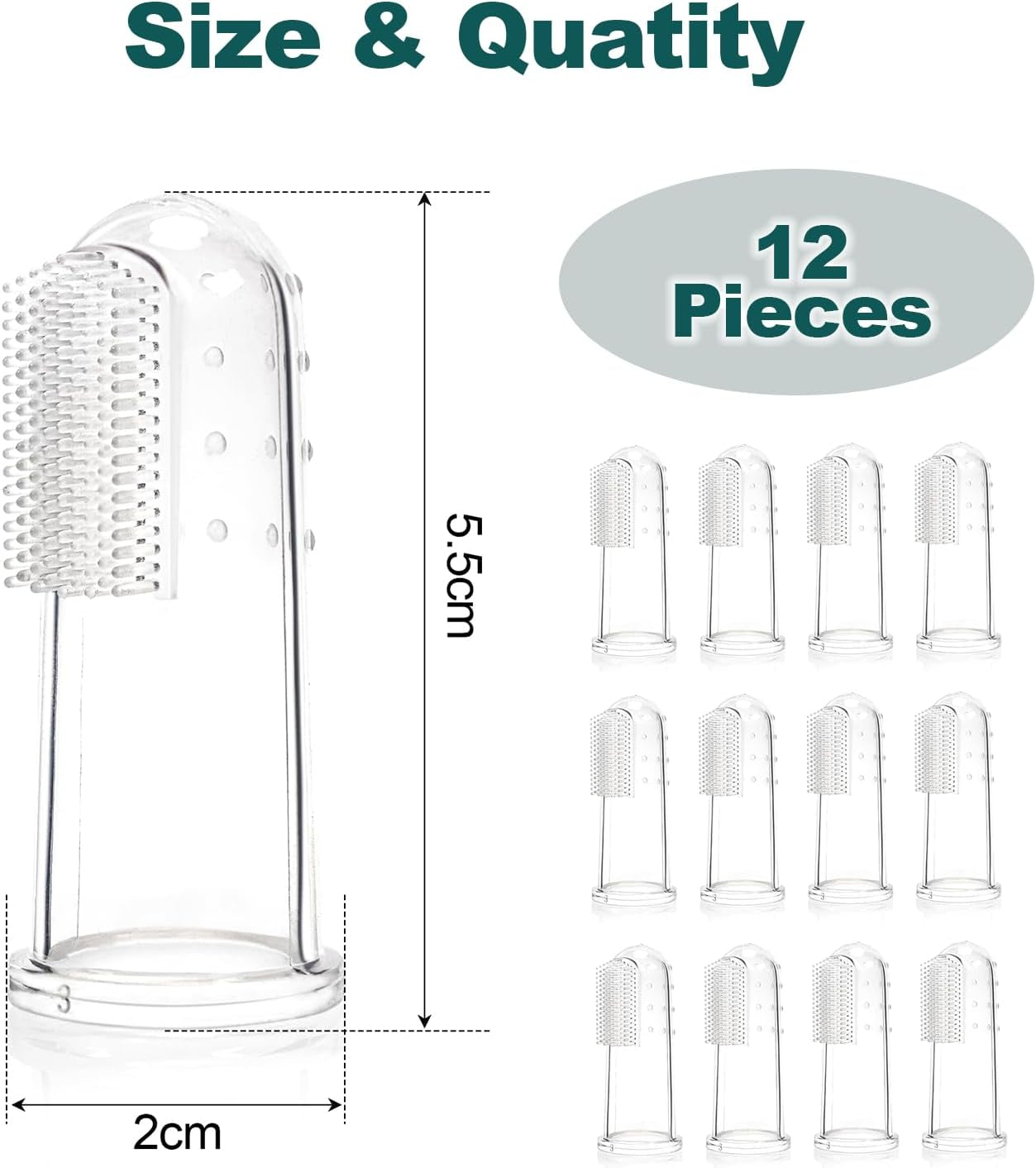 12 Pack Baby Toothbrush 0-2 Years,Toddler Finger Toothbrush, Soft Silicone Baby Finger Toothbrush for Cleaning, Teething Relief and Gum Massage