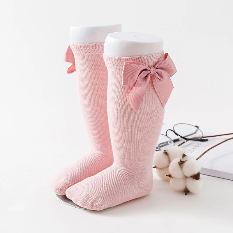 Baby Socks Bowknot Spring Summer Newborn Baby Girl Knee Socks Kids Breathable Cotton Knee High Socks for Toddler Sokken