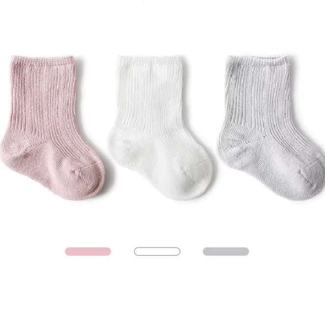 3 Pairs Baby Girl Boy Socks Toddler Cotton Baby Winter Clothes Accessories Pure Color Combed Cotton Baby Socks for Autumn