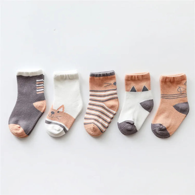 New 5Pairs/Lot Infant Baby Socks Winter Autumn Baby Socks for Girls Cotton Newborn Baby Boy Socks Toddler Baby Boys Accessories