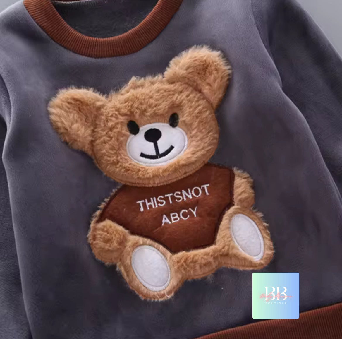 Kids Fleece Sweatshirt, Pants & Vest Set with hood & Cute Bear Logo. 4 Colours, 9M-3Y