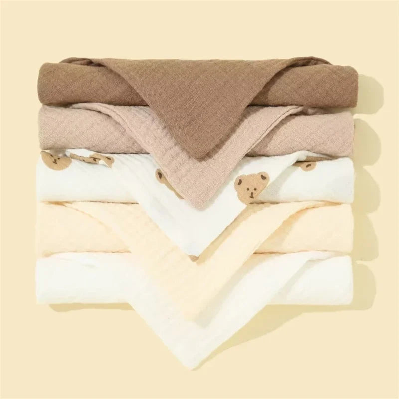 5Pcs Feeding Drool Bibs Cotton Accessories Newborn Solid Color Button Soft Towel Baby Bibs
