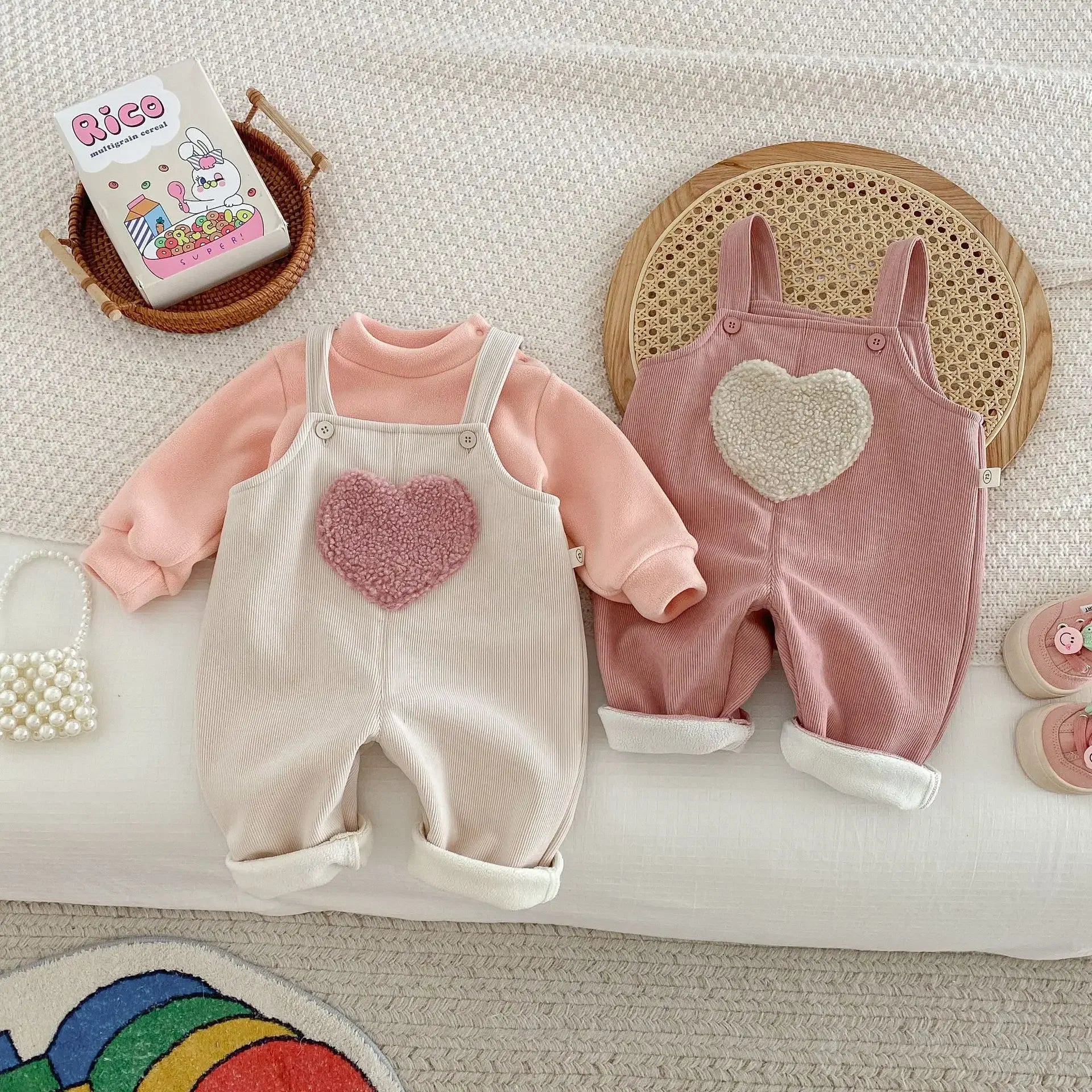 Children'S Love and Plush Overalls 0-5 Years Old Winter Korean Children'S Clothing Girls' Stylish and Plush Overalls Overalls