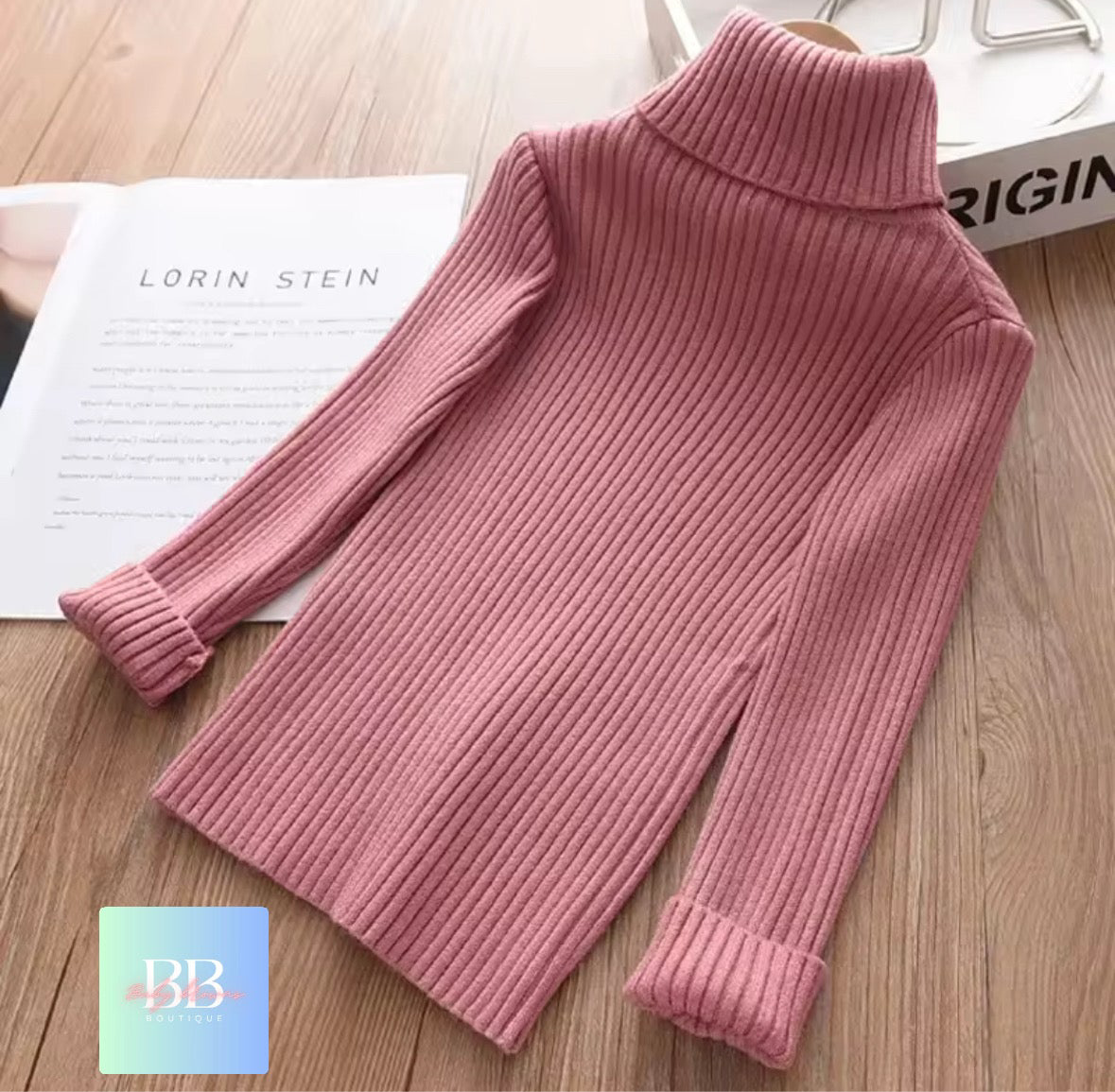 Kids Woollen Long Sleeve Turtleneck Sweater. 5 colours, 12M-9Y