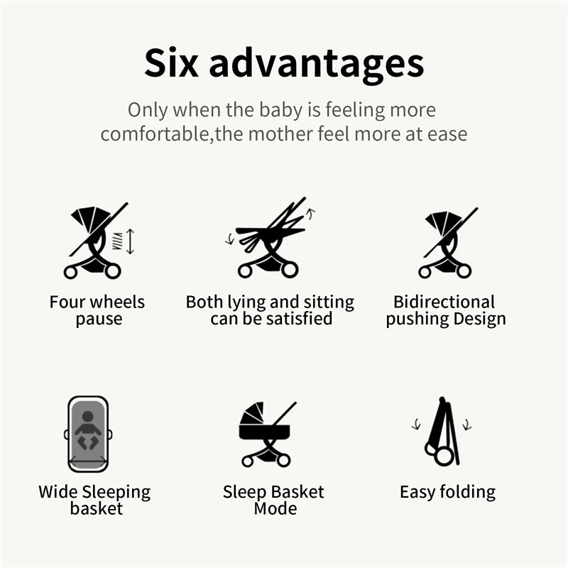 Toddler Stroller 3 in 1 Stroller Pram Strollers Baby Carseat Stroller Newborn Stroller Best Stroller High Landscape Mother Kids