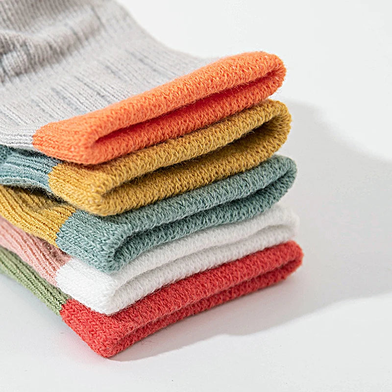 5Pairs Casual Cute Knit Floor Socks, Soft Comfortable Breathable Cotton Socks for Toddler Walking Baby Boys and Girls