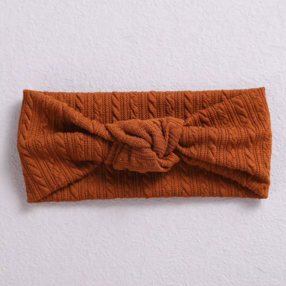 1Pcs Waffle Cable Knit Knot Baby Headbands Newborn Baby Nylon Elastic Hairbands Ribbed Headband Baby Hair Accessories