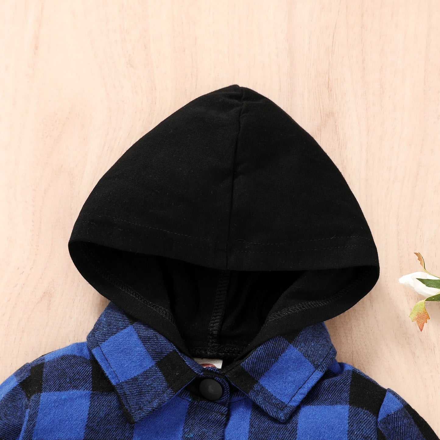 Toddler Boy Flannel Shirt Baby Long Sleeve Hooded Plaid Button Shirt for 18-24 Months