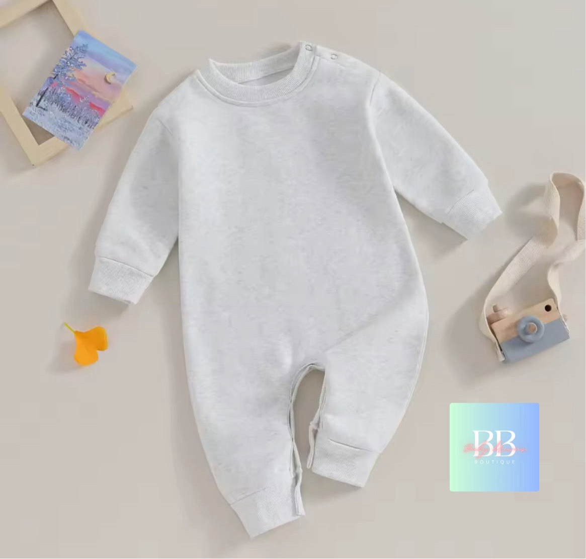 Baby/Toddler Boy/Girl Sweatshirt Romper Long Sleeve solid colour. 6 colours, 3-18M.