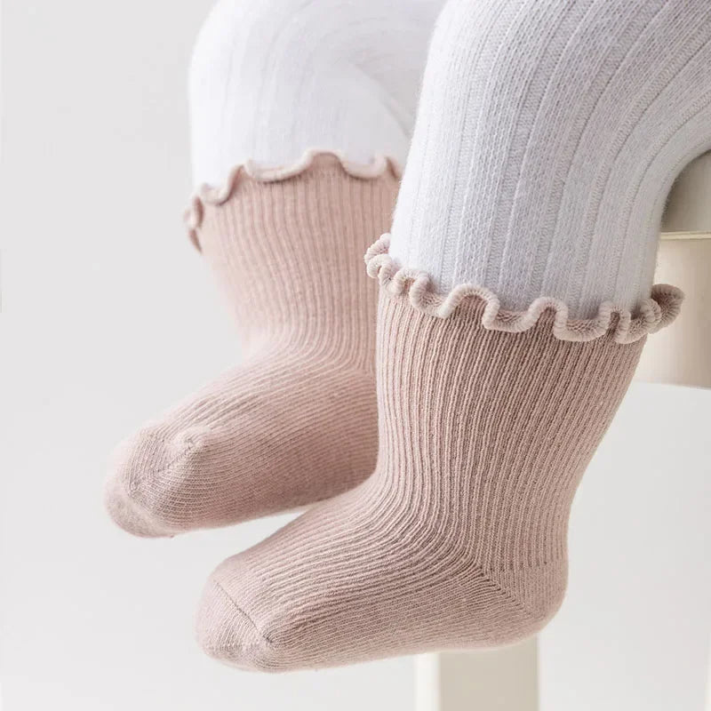 5Pair/Lot New Boys and Girls Retro Solid Color Baby Socks Milk Tea Color Toddler Casual Knitted Children Socks for 1-3Y