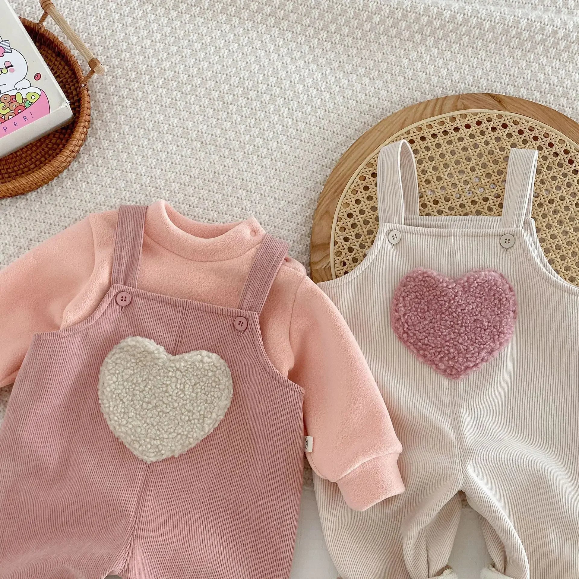 Children'S Love and Plush Overalls 0-5 Years Old Winter Korean Children'S Clothing Girls' Stylish and Plush Overalls Overalls