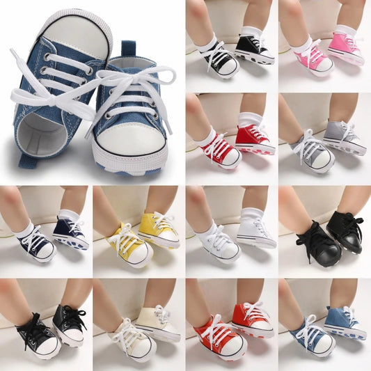 Baby Canvas Classic Sports Shoes Newborn Boys and Girls Printed Star First Walkers Shoes Infant anti Slip Baby Shoes