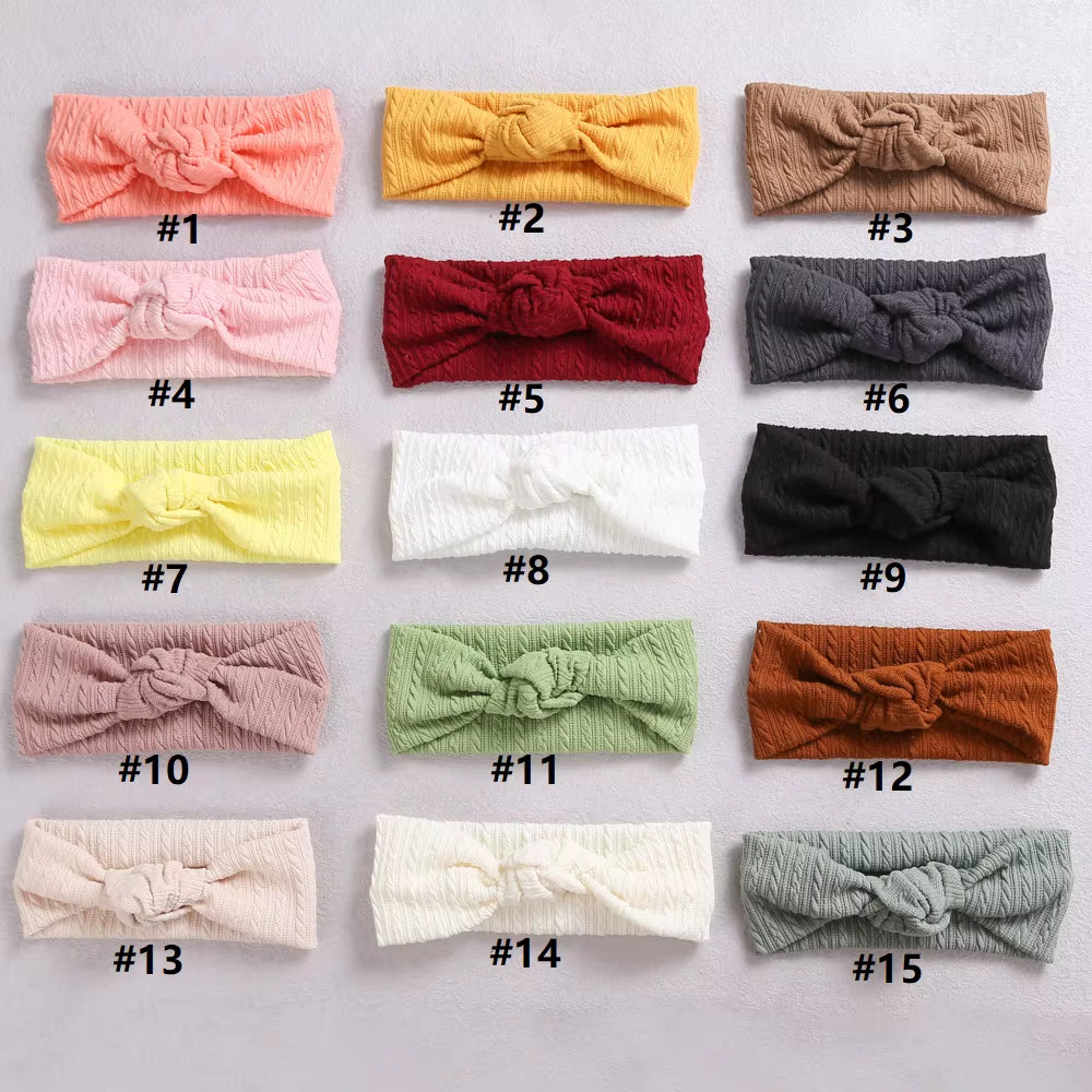 1Pcs Waffle Cable Knit Knot Baby Headbands Newborn Baby Nylon Elastic Hairbands Ribbed Headband Baby Hair Accessories