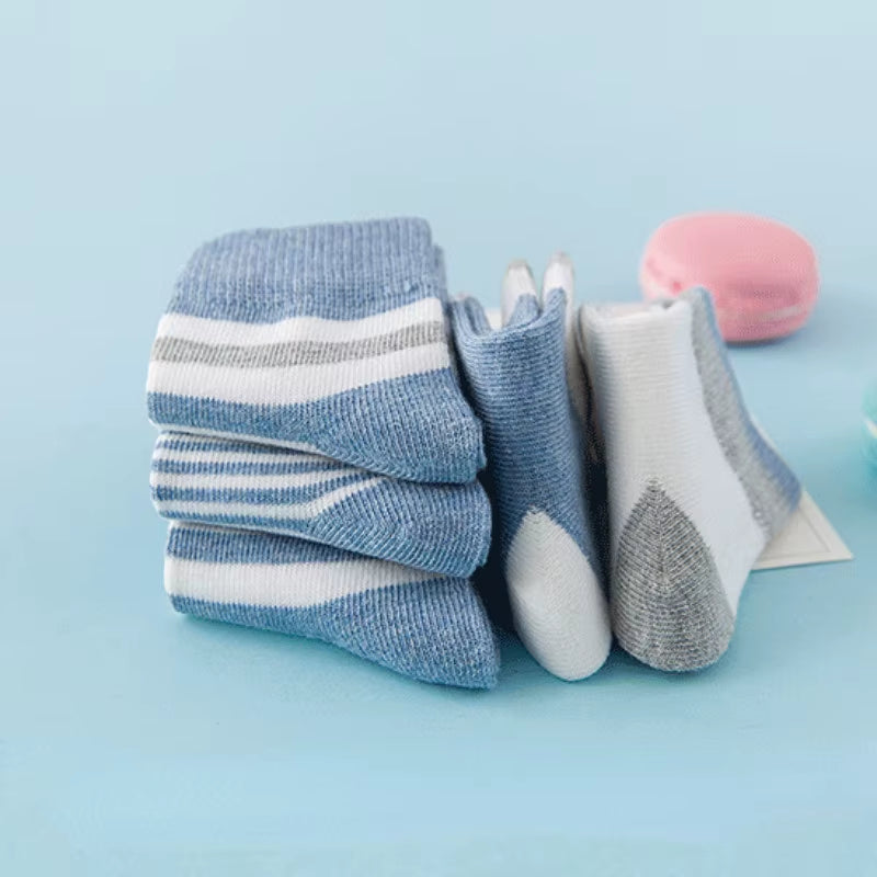 5 Pairs Baby Socks Cotton Spring Autumn Children School Sock Girls Cute Striped Design Newborn Boy Toddler Kids Socks 0-6 Years