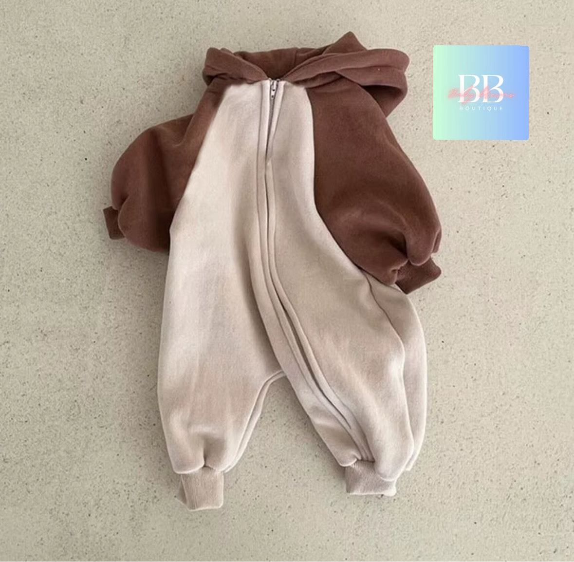 Baby/Toddler Long Sleeve Romper with Hood & Front Zip. 0-24M, 2 Colours.