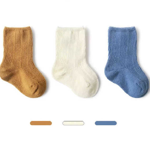 3 Pairs Baby Girl Boy Socks Toddler Cotton Baby Winter Clothes Accessories Pure Color Combed Cotton Baby Socks for Autumn