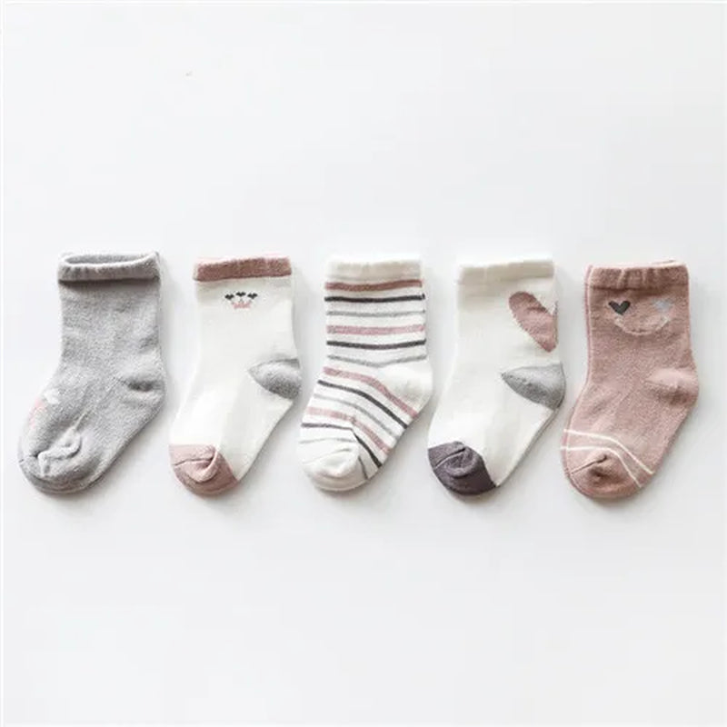 New 5Pairs/Lot Infant Baby Socks Winter Autumn Baby Socks for Girls Cotton Newborn Baby Boy Socks Toddler Baby Boys Accessories