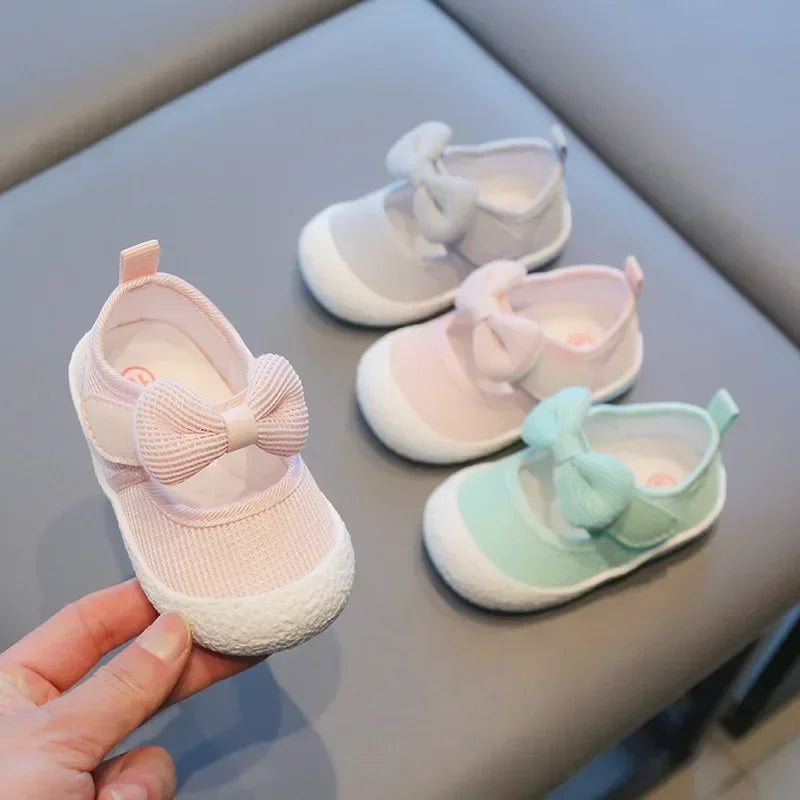 Kids Shoes Baby Girl Walking Shoes with Breathable and Non Slip Mesh Bow Princess Shoes with Non Slip Soft Soles