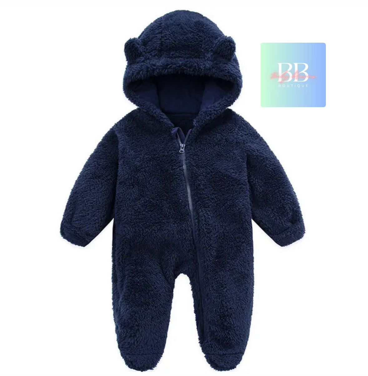Baby/Toddler Long Sleeved Hooded Outdoor Romper with front Zip. 7 colours, 0-12 months