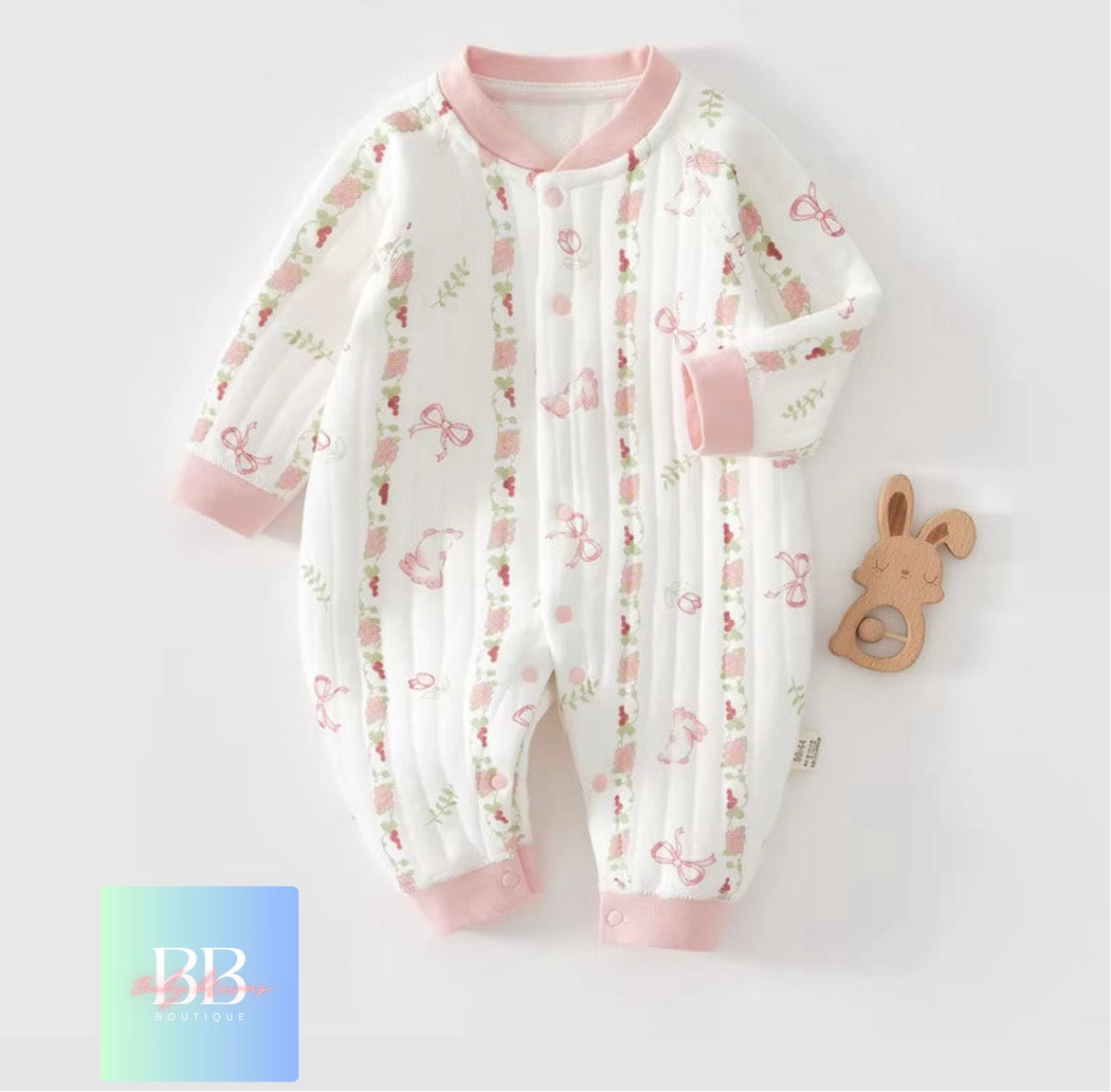 Baby/Toddler Long Sleeved Romper with Cartoon Bear Logo. 6 variants, 3-9M