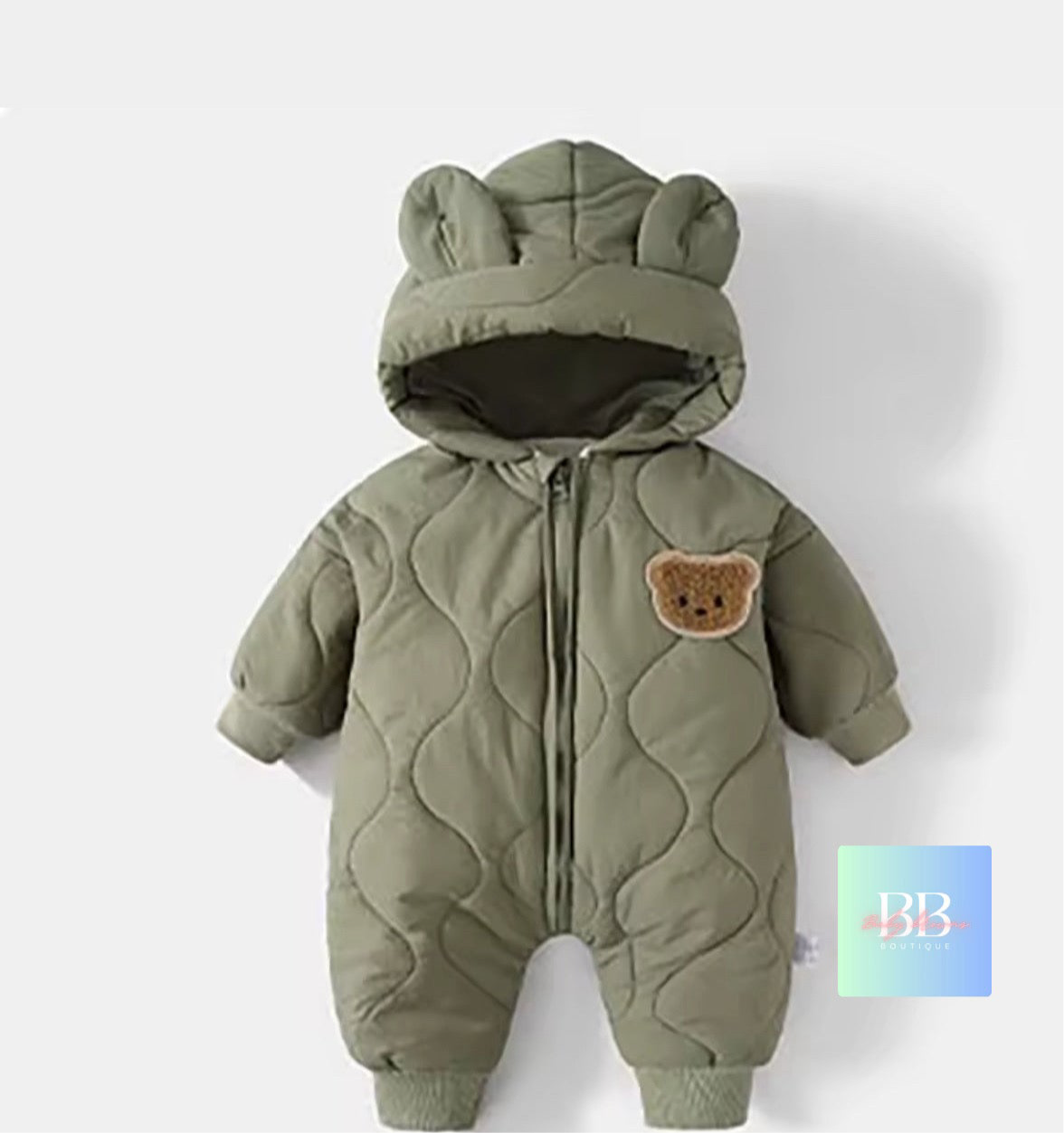 Baby/Toddler Outdoor Fur Lining Long Sleeved Romper Suit with Hood. 3 Colours,  0-12M
